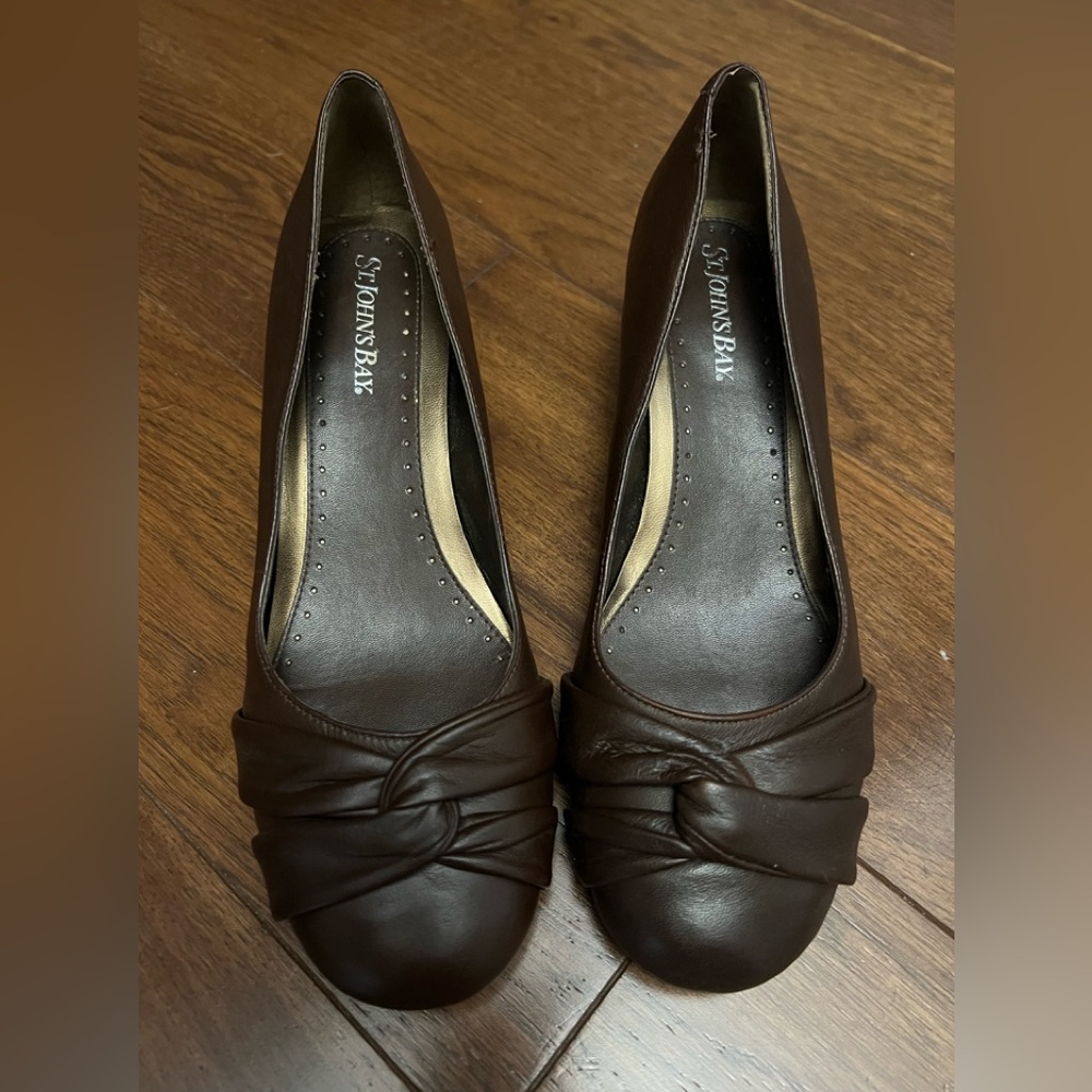 St. John's Bay Dark Brown Knot-Front Ballet Flats